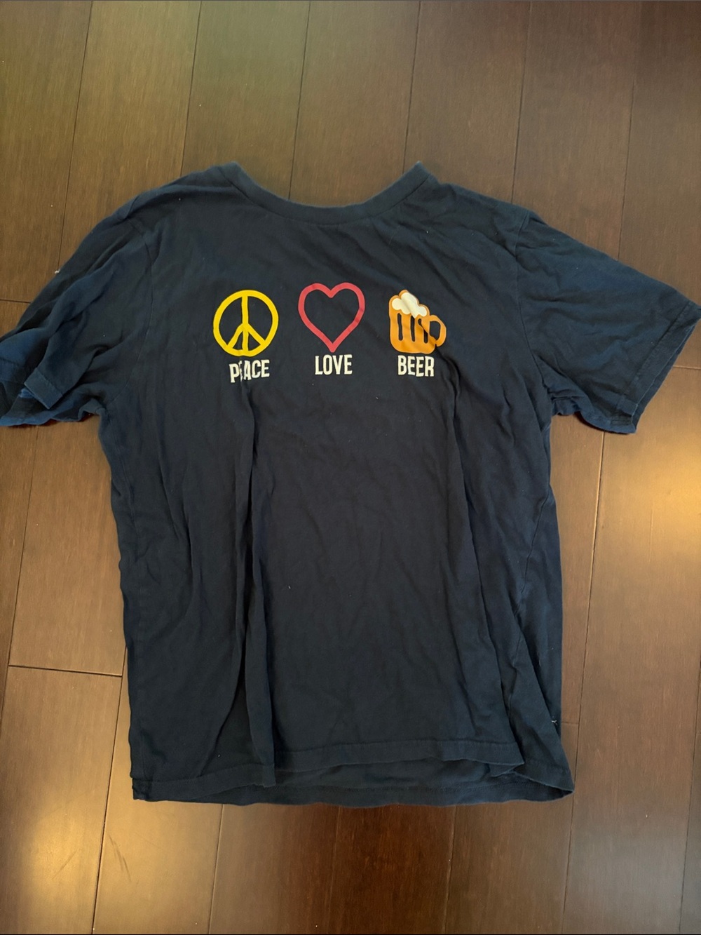 American Dream Navy Short Sleeve Tee with Peace Love Beer Graphics